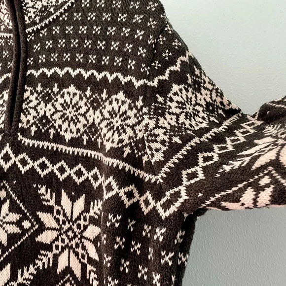 L.L. BEAN vintage chunky cotton grey and white quarter zip sweater size large - Picture 5 of 10